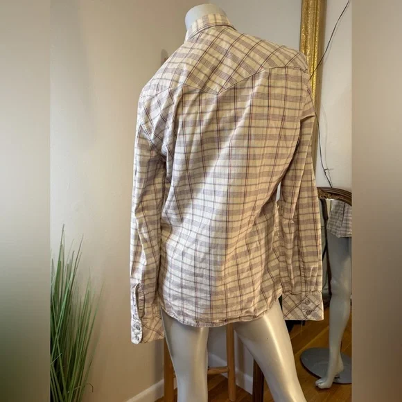 LEVIS PLAID WESTERN PEARL SNAP UP SHIRT SLIM FIT MEDIUM VINTAGE 1990's - Picture 2 of 9